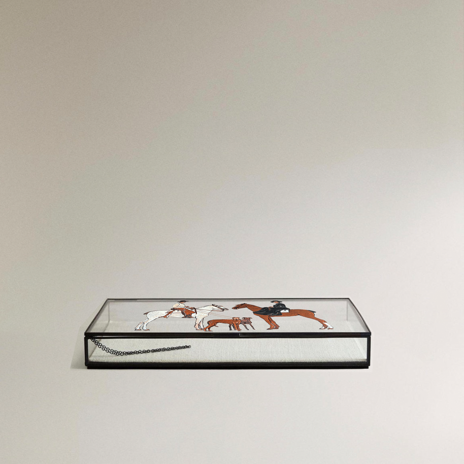 CAJA JOYERO DE CRISTAL CON PERFILES DE METAL, 