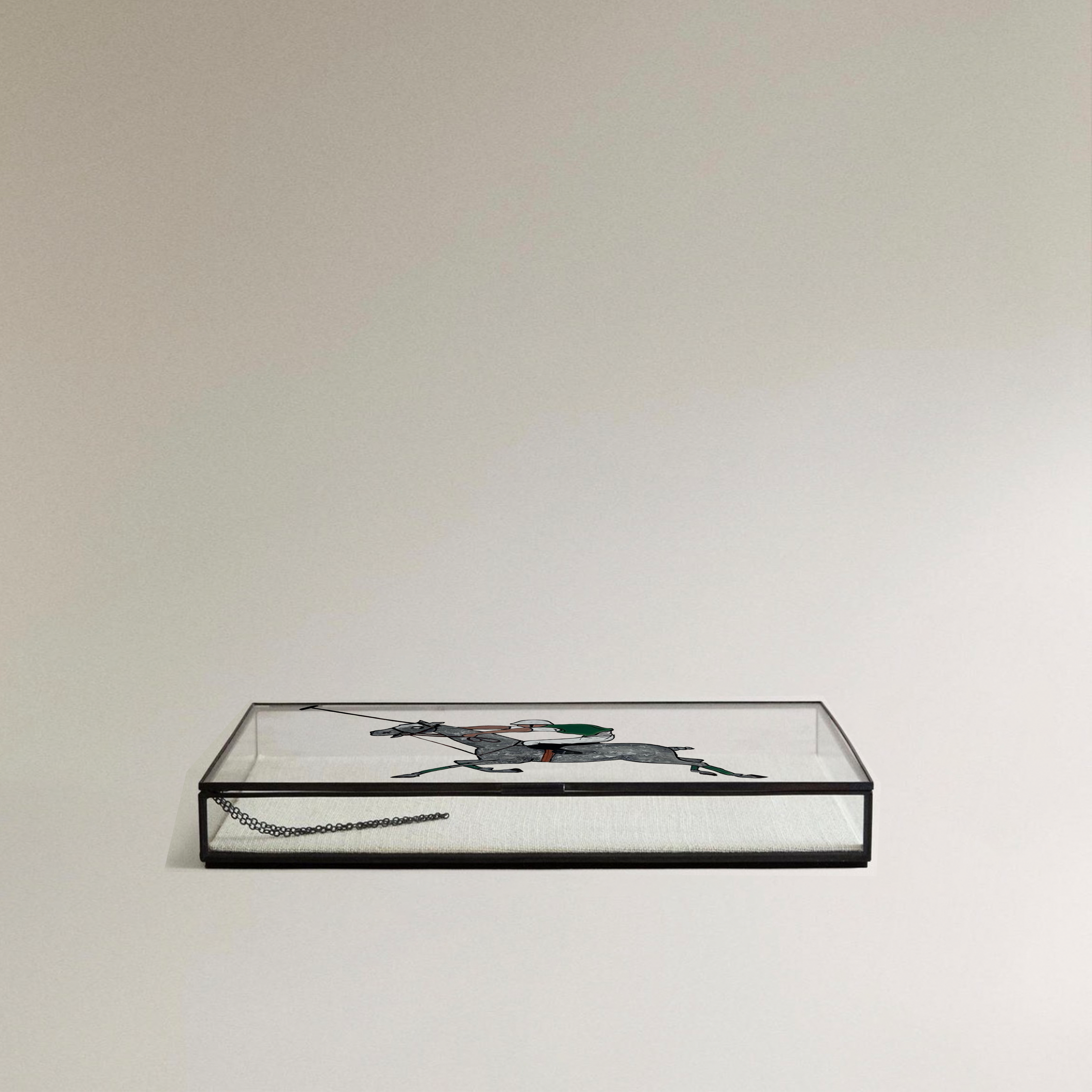 CAJA JOYERO DE CRISTAL CON PERFILES DE METAL, 