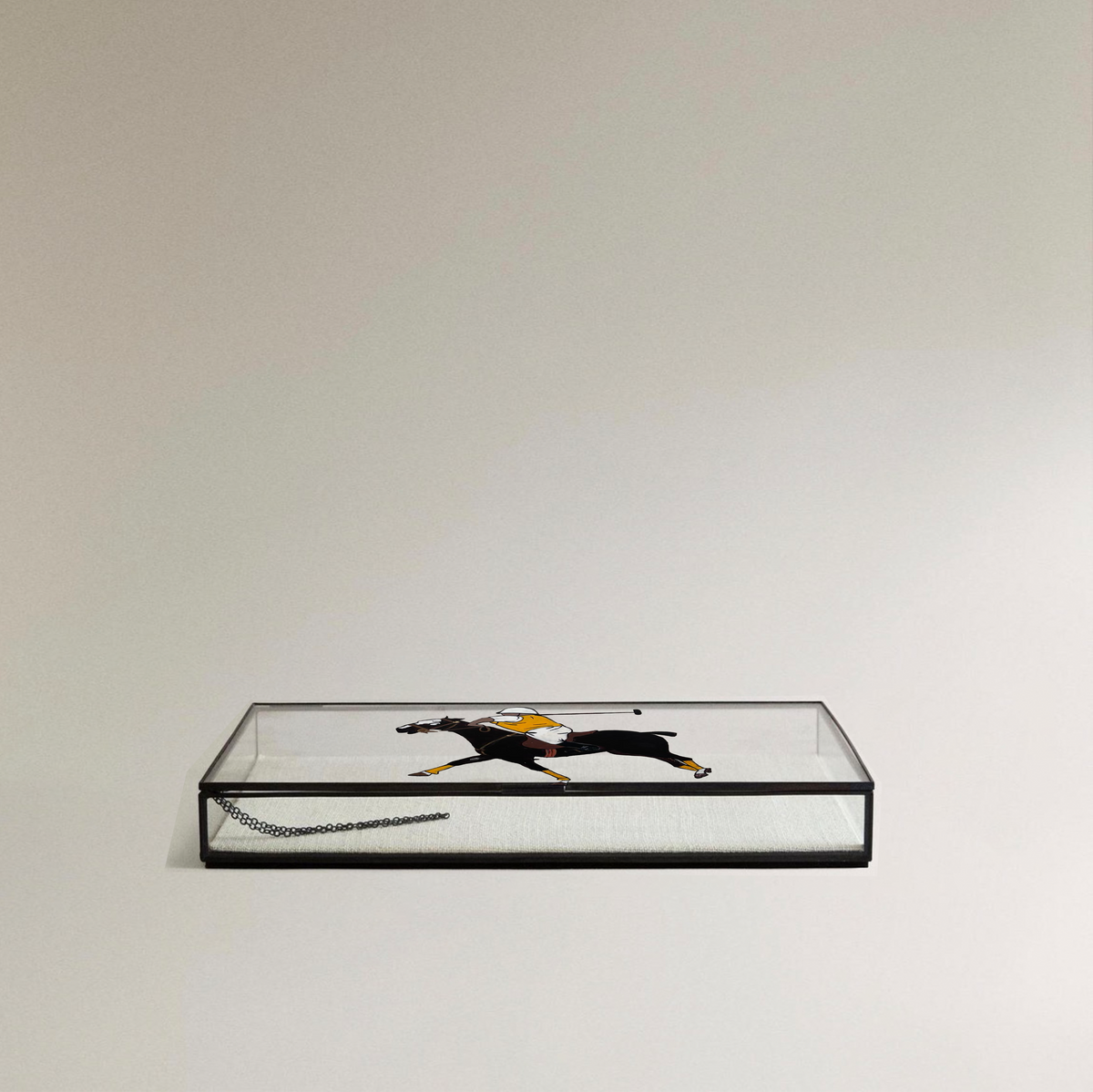 CAJA JOYERO DE CRISTAL CON PERFILES DE METAL, 