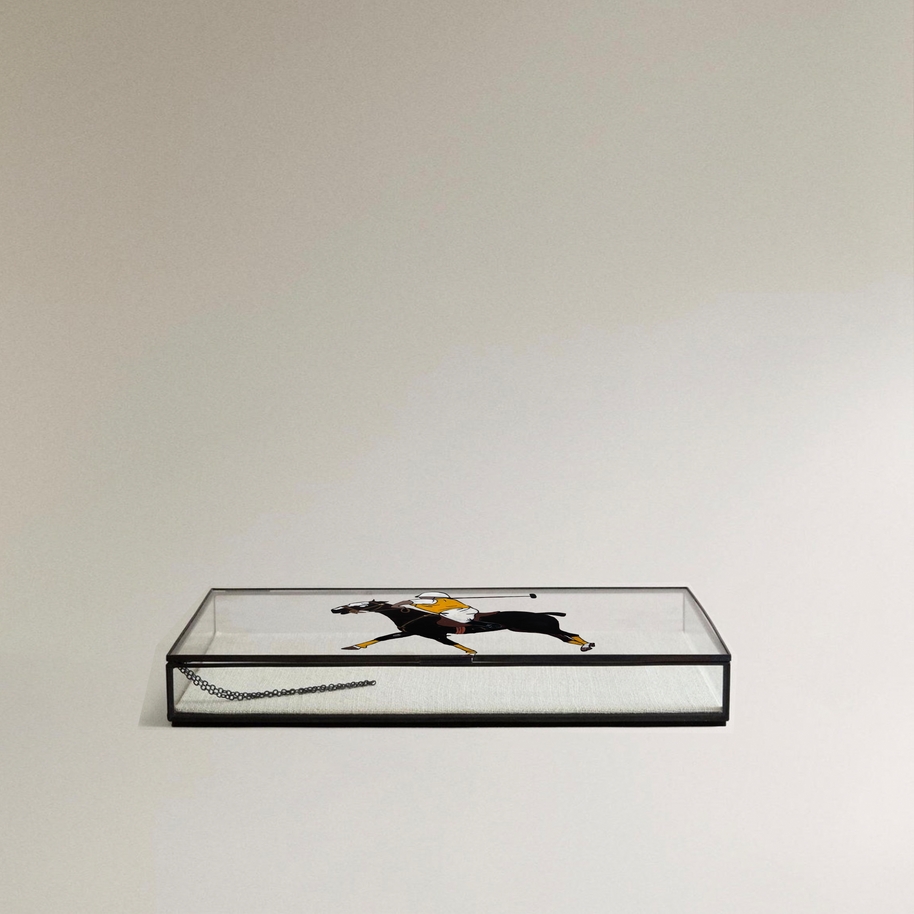 CAJA JOYERO DE CRISTAL CON PERFILES DE METAL, 