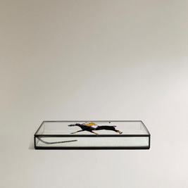 CAJA JOYERO DE CRISTAL CON PERFILES DE METAL, 