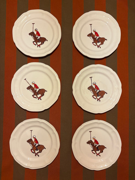 SET DE 6 PLATOS DE PORCELANA - ROJO