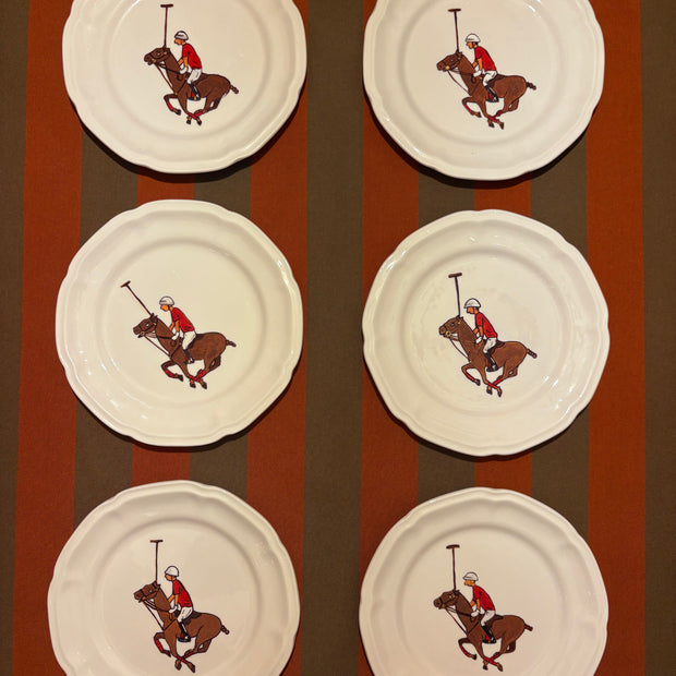 SET DE 6 PLATOS DE PORCELANA - ROJO