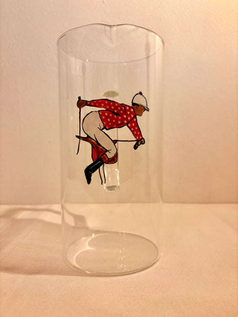 JARRA DE CRISTAL - JOCKEY CHAQUETILLA ROJA