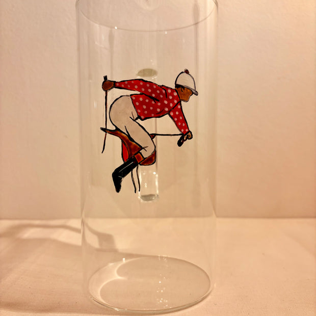 JARRA DE CRISTAL - JOCKEY CHAQUETILLA ROJA