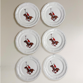 SET DE 6 PLATOS DE PORCELANA - ROJO