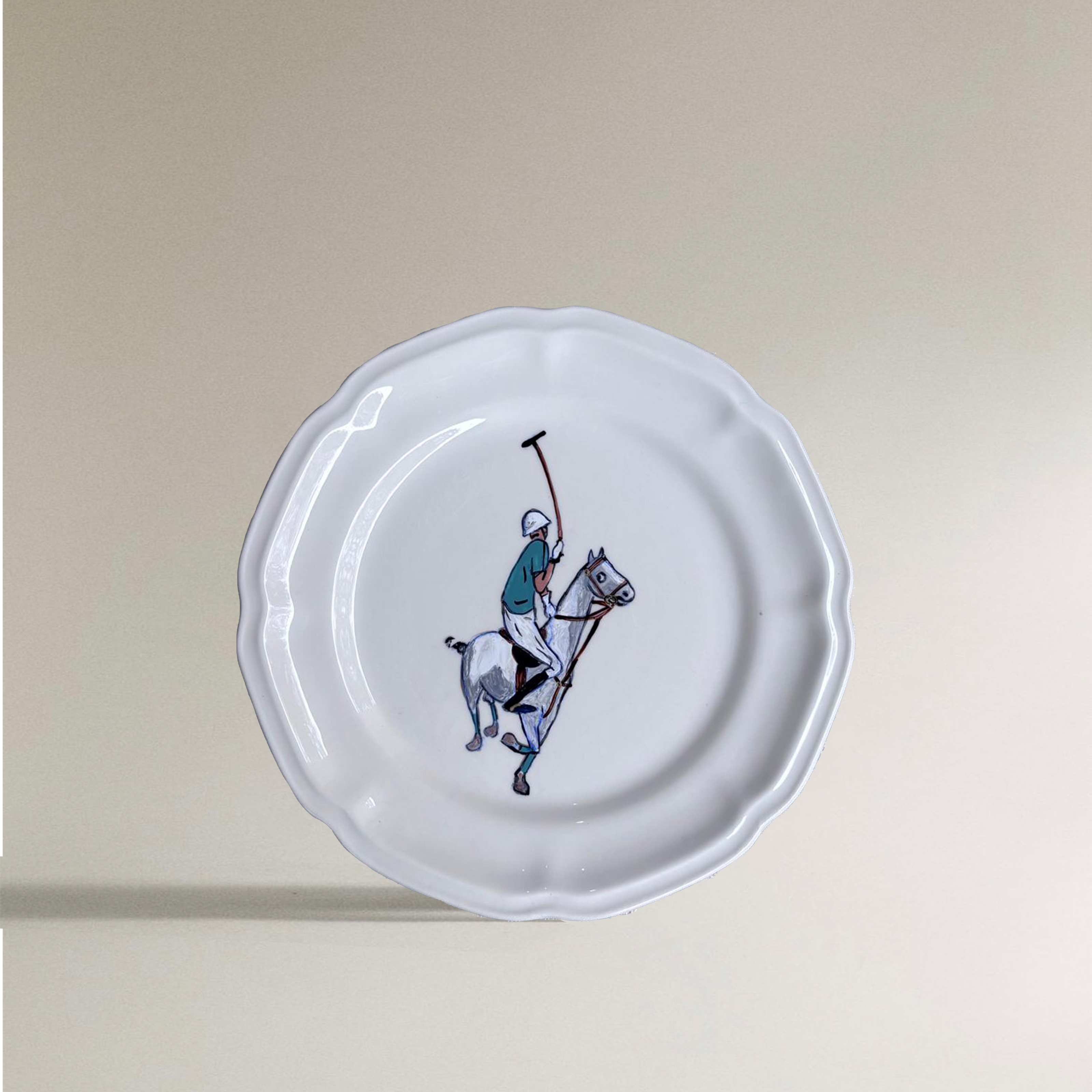 SET DE 6 PLATOS DE PORCELANA - VERDE