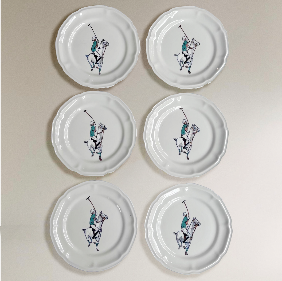 SET DE 6 PLATOS DE PORCELANA - VERDE