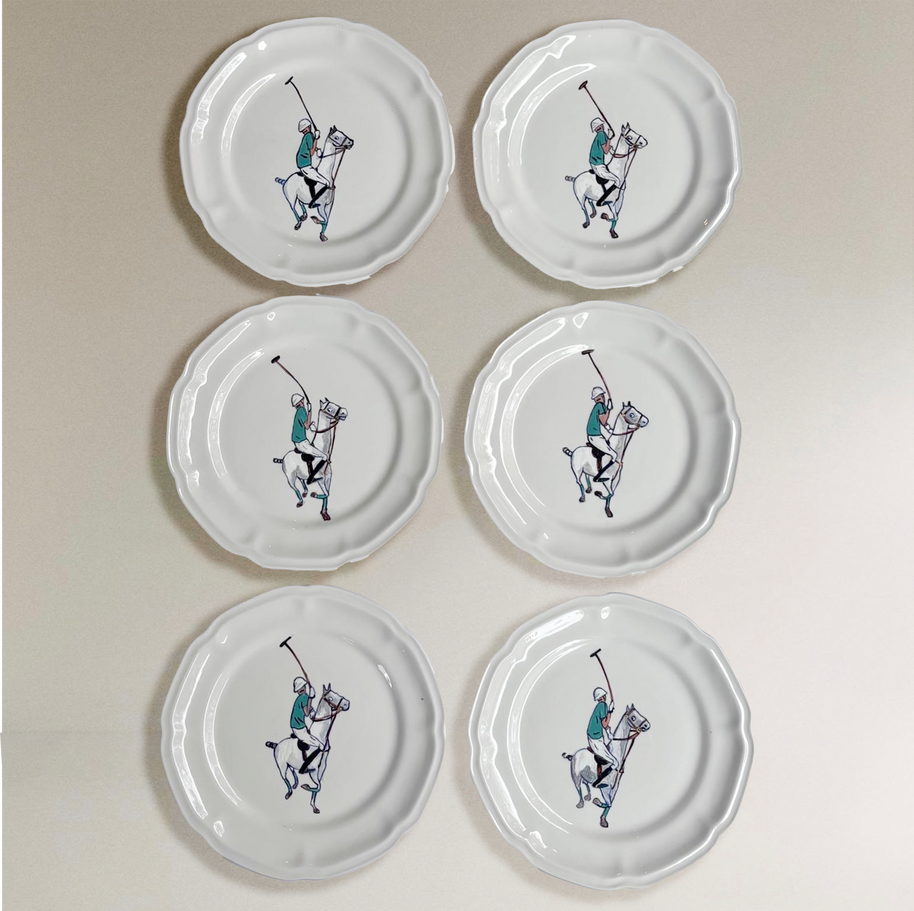 SET DE 6 PLATOS DE PORCELANA - VERDE