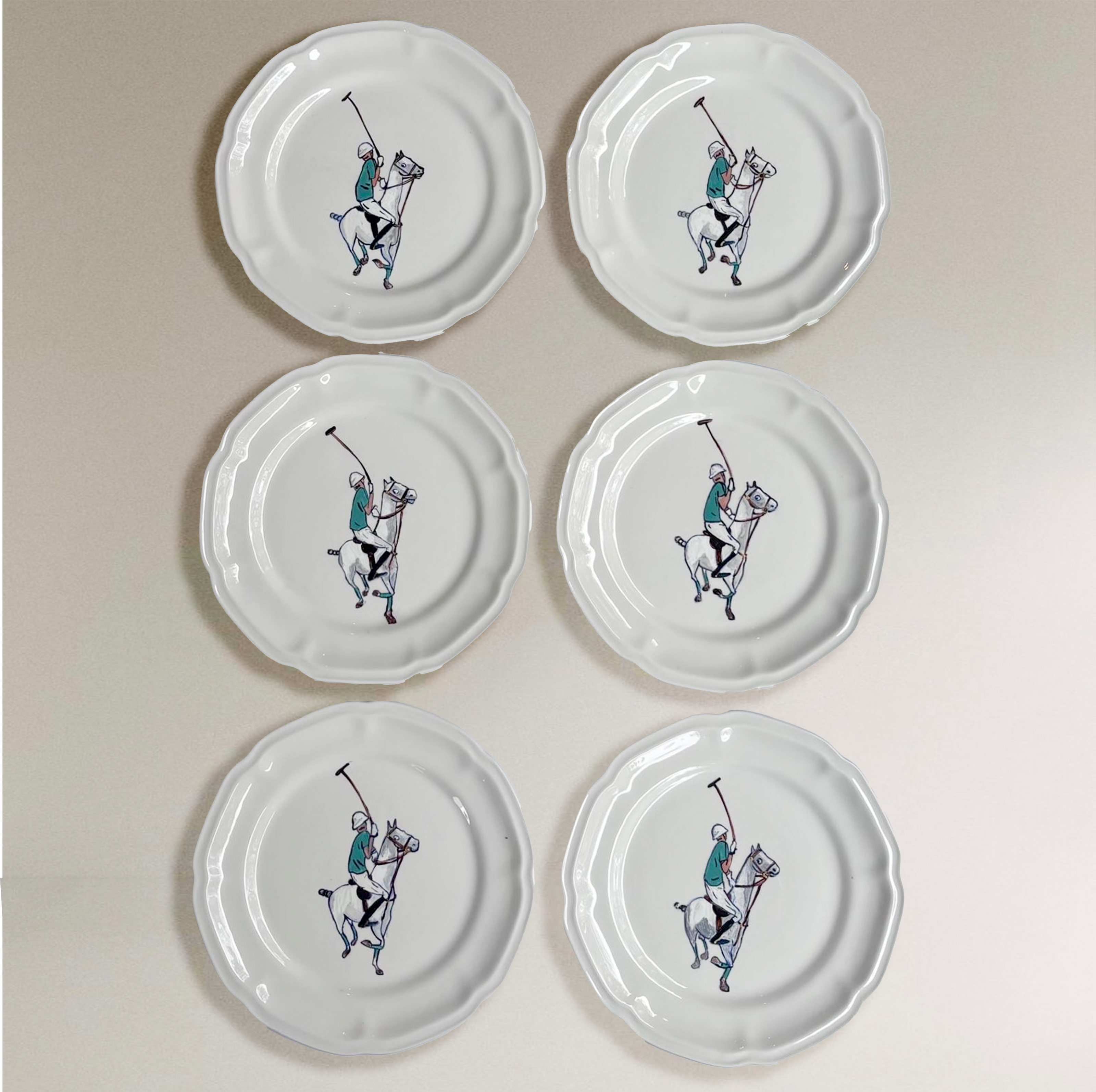 SET DE 6 PLATOS DE PORCELANA - VERDE