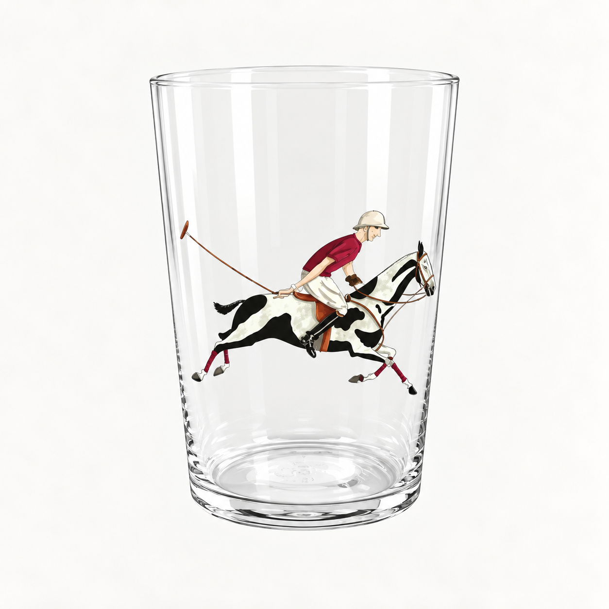 VASO DE SIDRA  - POLISTA CON EQUIPACIÓN ROJA, CABALLO CHIMICHURRI