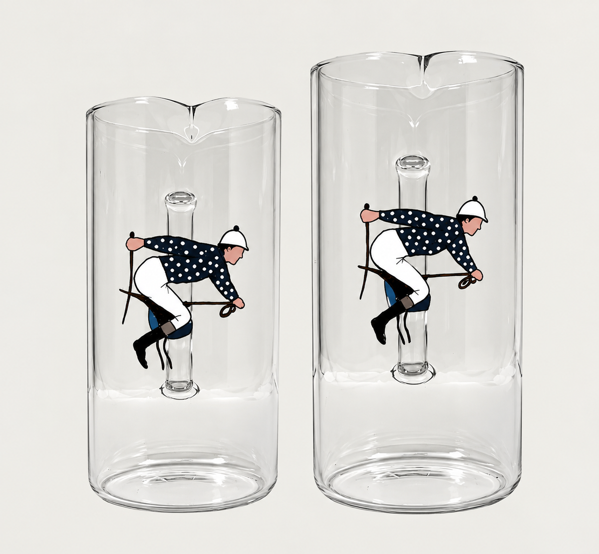 JARRA DE CRISTAL - JOCKEY CON CHAQUETILLA AZÚL