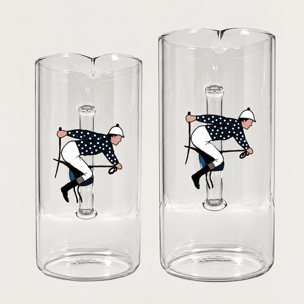 JARRA DE CRISTAL - JOCKEY CON CHAQUETILLA AZÚL