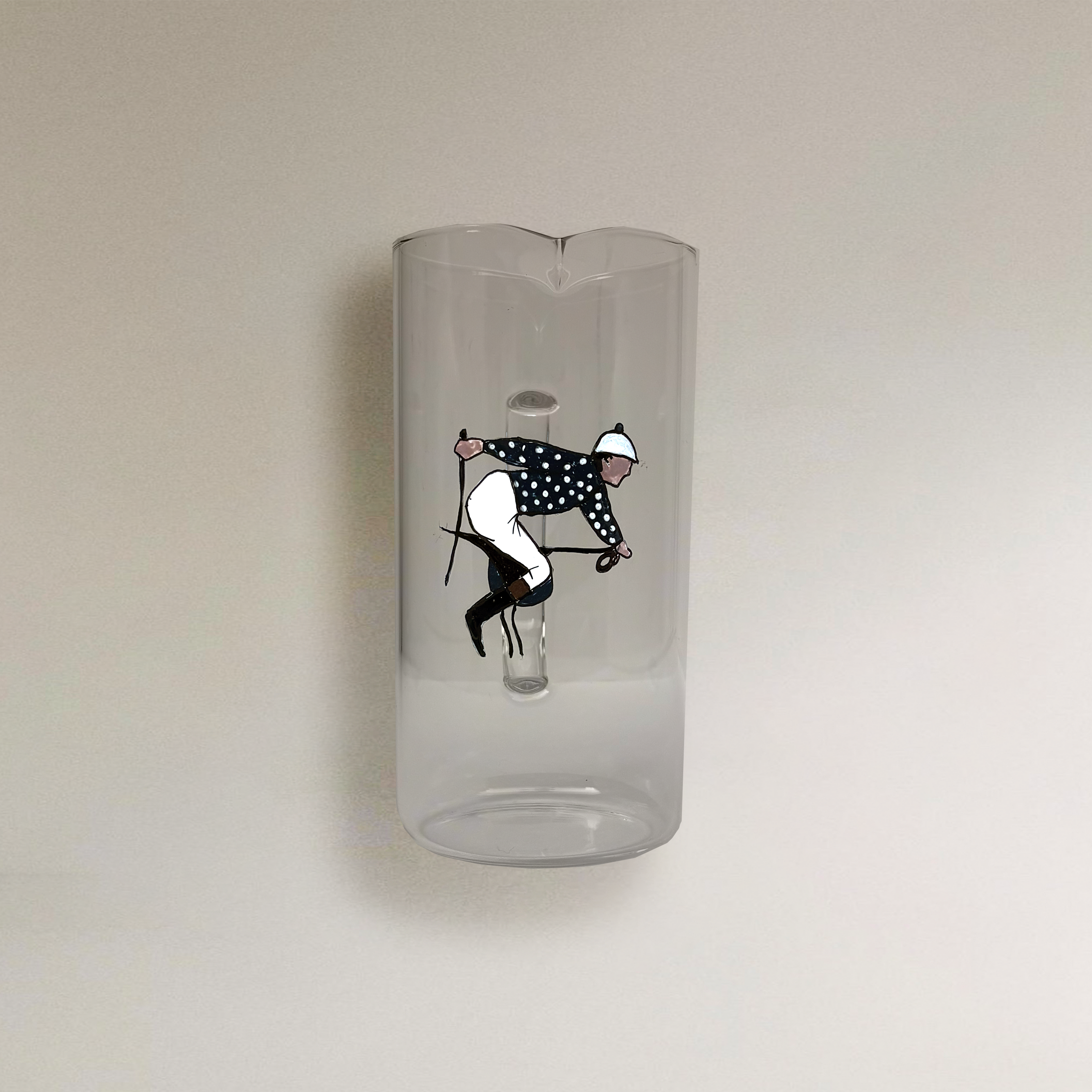 JARRA DE CRISTAL - JOCKEY CON CHAQUETILLA AZÚL