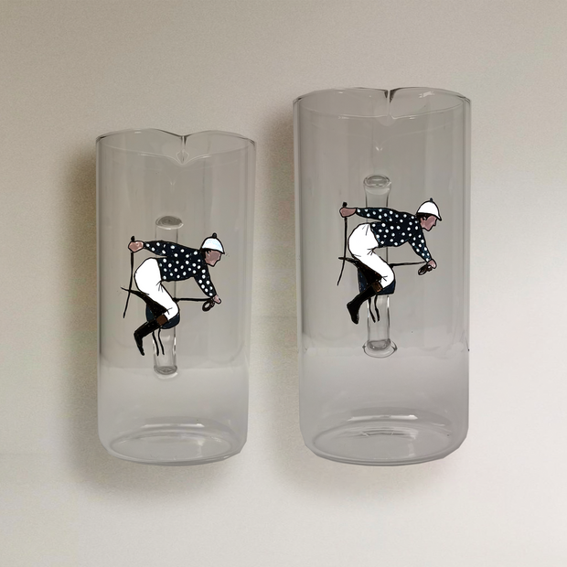 JARRA DE CRISTAL - JOCKEY CON CHAQUETILLA AZÚL