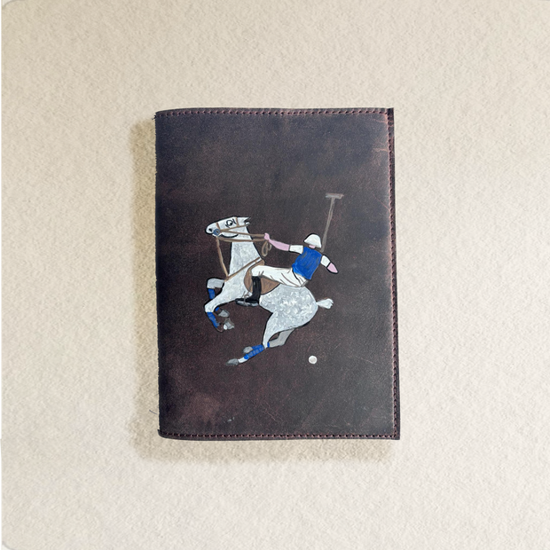 NOTEBOOK A5 CON CUBIERTA DE PIEL NATURAL, PINTADO A MANO