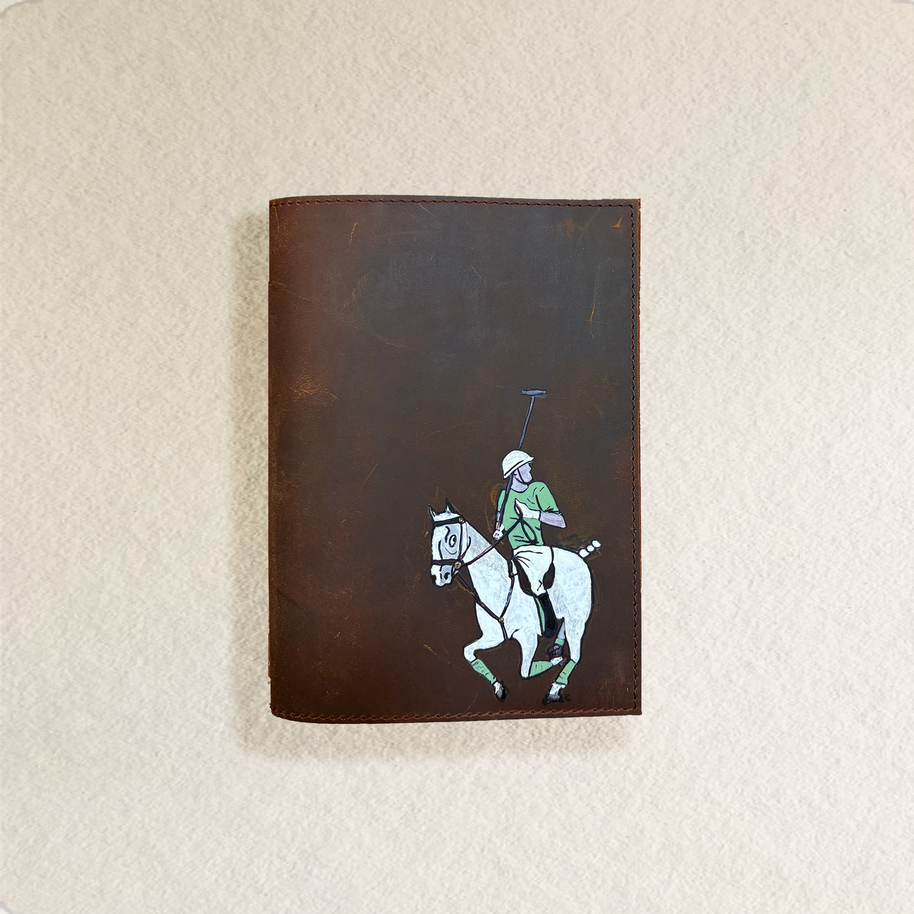 NOTEBOOK... A5 CON CUBIERTA DE PIEL NATURAL, PINTADO A MANO